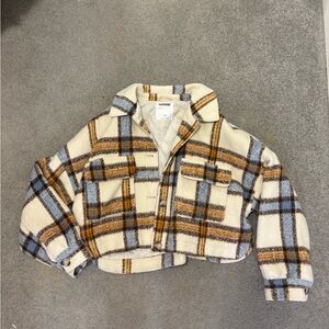 Garage Cream and Brown Plaid Jacket
